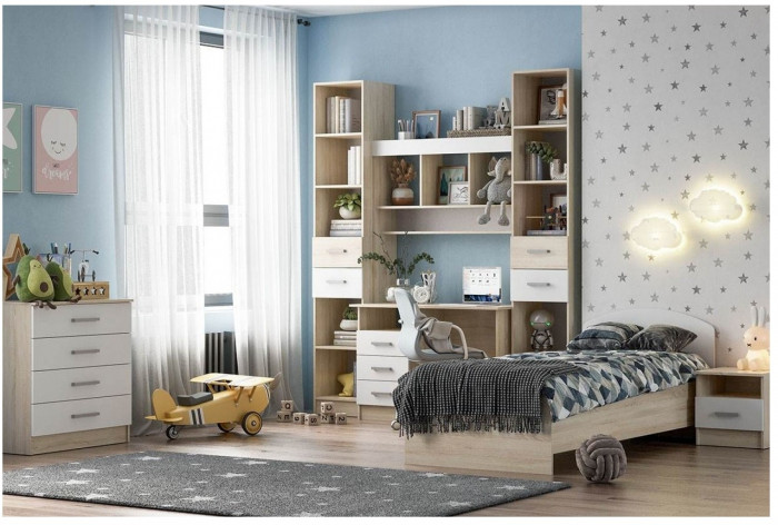 Модульная детская Мартина, композиция 2 (Дуб Сонома / белый)