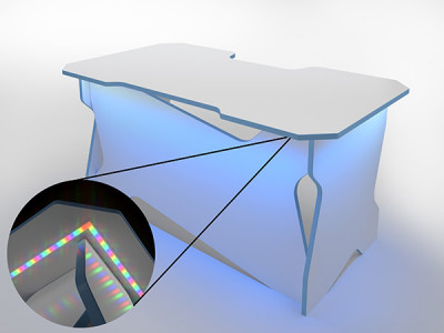 Игровой компьютерный стол RVG с подсветкой Белый/Голубой 100