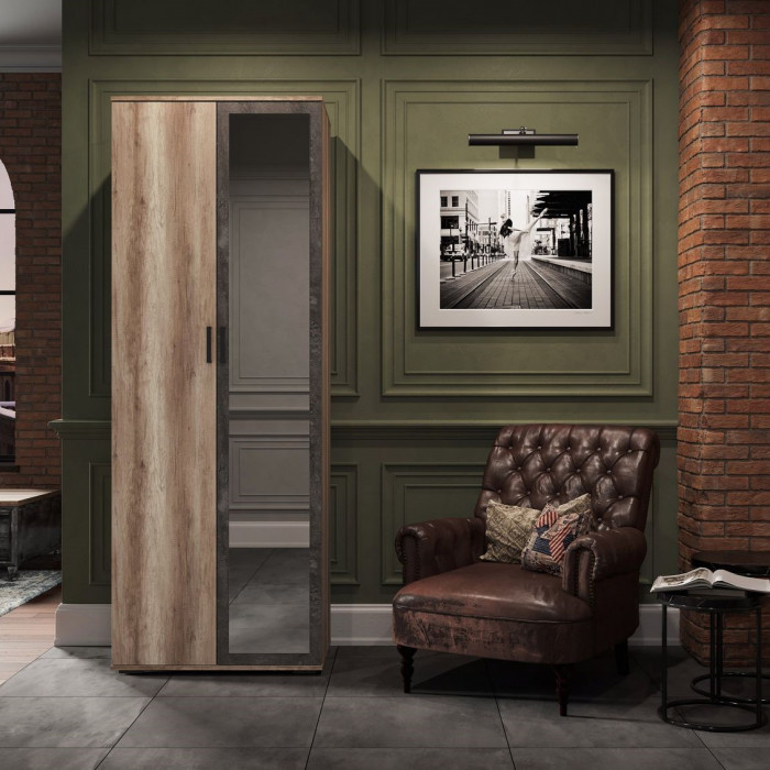 НЕЛЬСОН ШК 04 (СОЛО-4) Шкаф (0.800х2,200х0,500) дуб каньон/железный камень