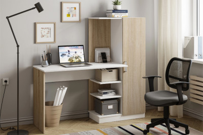 Стол компьютерный Бейсик, Дуб сонома, Белый