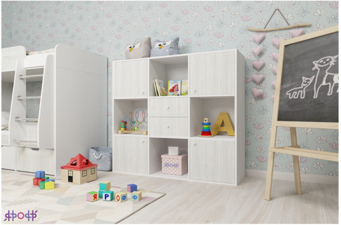 Стеллаж Джери (Винтерберг/Дуб молочный)