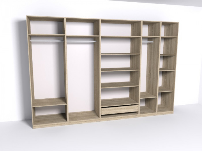 Гардеробная Рум. Комплект 6.1 без фасадов, дуб сонома