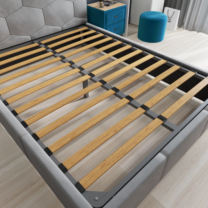 Манука Кровать интерьерная 180 светло-серый, ортопед