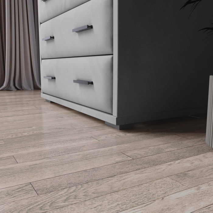 Интерьерный комод со стеклом светло-серый