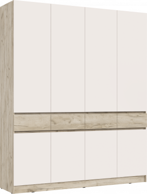 Роджина Шкаф 4-х створчатый, Крафт серый/Кашемир