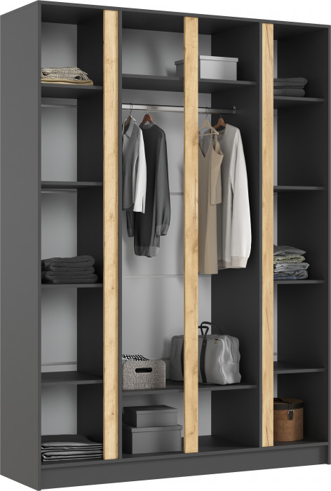 Келвин Шкаф 4-х створчатый 1600, Графит/Изумрудный