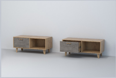 Эго Тумба Т-4 НГ (Глянец Белый/Бетон Светлый)