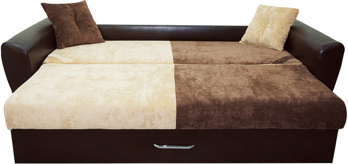 Диван еврокнижка Амстердам 160 ЛЮКС 03 ВЕЛЮР КОМБИ ЭКОКОЖА КОРИЧНЕВАЯ