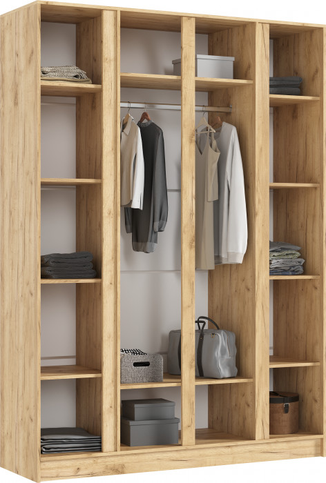 Келвин Шкаф 4-х створчатый 1600, Дуб крафт/Изумрудный