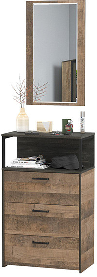 Трувор 13.307.02 Комод с ящиками + 15.30 Зеркало, цвет дуб гранж песочный/интра, ШхГхВ 66х37х195 см.