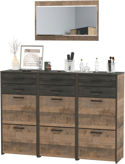 Трувор Прихожая 143, цвет дуб гранж песочный/интра, ШхГхВ 150х37х195 см.