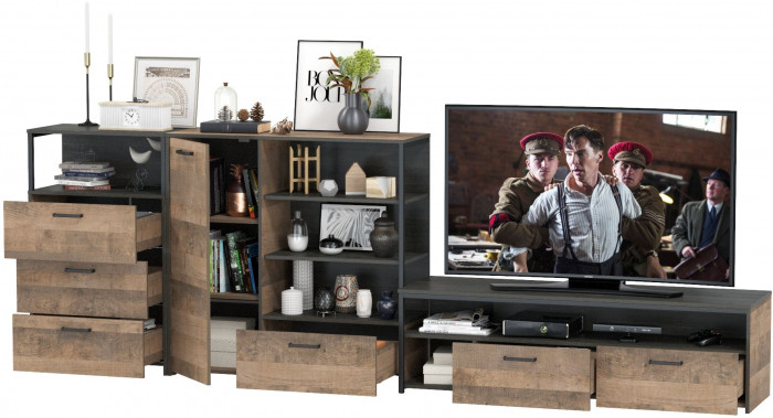 Трувор Гостиная 011, дуб гранж песочный/интра