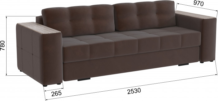 Диван раскладной Нави, коричневый/мдф сандал белый