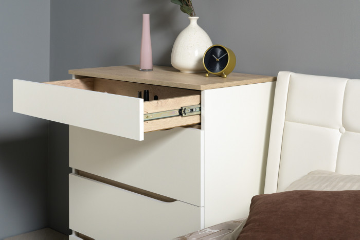 Муссон Спальня № 04, белый/дуб эндгрейн элегантный/искусственная кожа белая