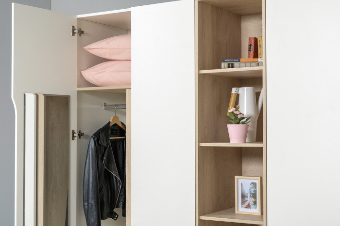 Муссон Спальня № 04, белый/дуб эндгрейн элегантный/искусственная кожа белая