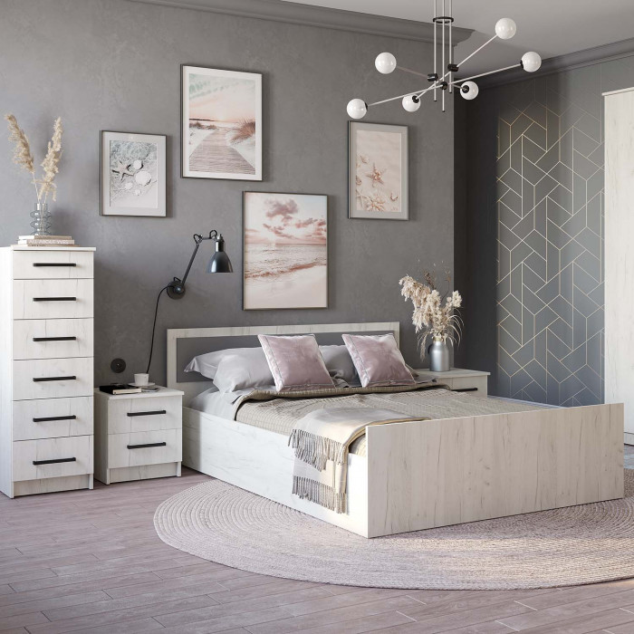 "Фиеста" кровать 1,2м LIGHT (1350х750х2032) дуб крафт белый