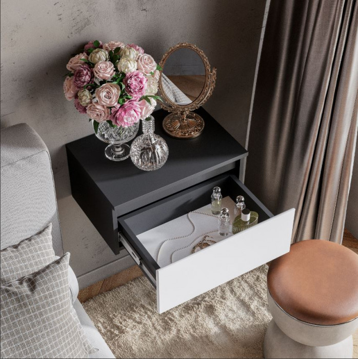 Тумба прикроватная "Шарм" ТБ-11 Графит/ Белый