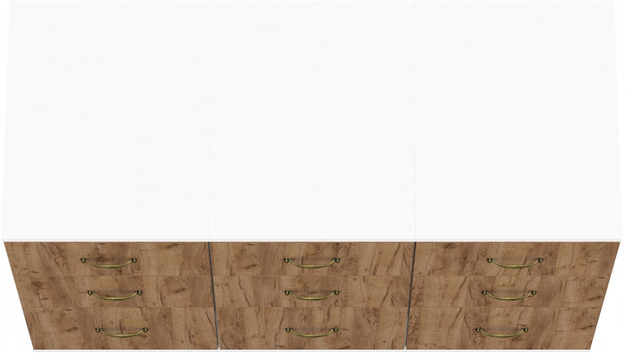 Лидер-8 Тумба МД 3.16 3 шт., цвет белый шагрень/крафт золото, ШхГхВ 120х50х75 см., универсальная сборка