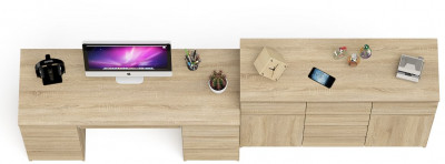 Мори Стол компьютерный МС-2 + Комод МК1200.4, цвет дуб сонома, ШхГхВ 255,8х50х94 см., универсальная сборка