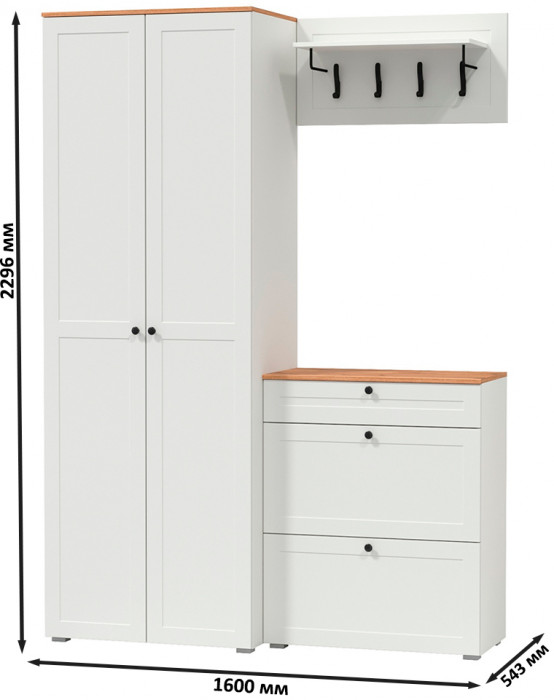 Остин Прихожая 17, белый шагрень/дуб крафт золотой