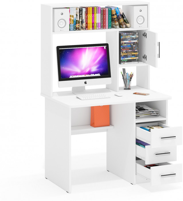 компьютерный стол С-МД-СК9, белый шагрень