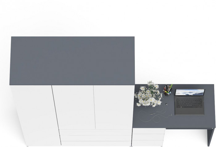 Мори компьютерный стол МС-6 левый + Шкаф МШ1200.1, графит/белый