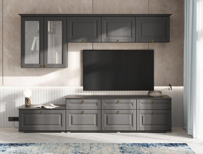 Гостиная Престиж 1 Вариант №5 Графит/графит структурный