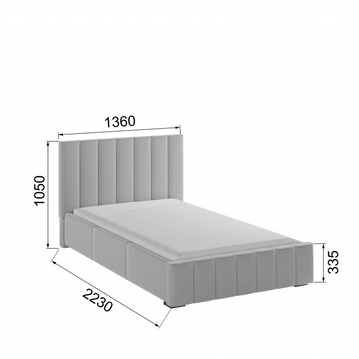 Нега Кровать интерьерная 120 светло-серый, ПМ