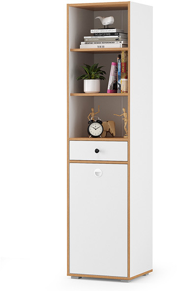 Вуди 13.146 Стеллаж, цвет белый премиум/дуб крафт золотой, ШхГхВ 45х40,2х180,3 см., универсальная сборка