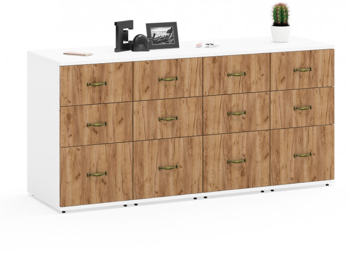 Лидер-8 Тумба МД 3.16 4 шт., цвет белый шагрень/крафт золото, ШхГхВ 160х50х75 см., универсальная сборка