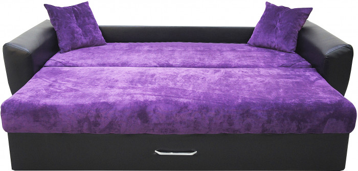 Диван-кровать Амстердам Люкс, 160х195, еврокнижка, пружинный блок, велюр/экокожа, фиолетово-черный