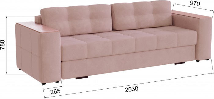 Диван раскладной Нави, пыльная роза/мдф пудра
