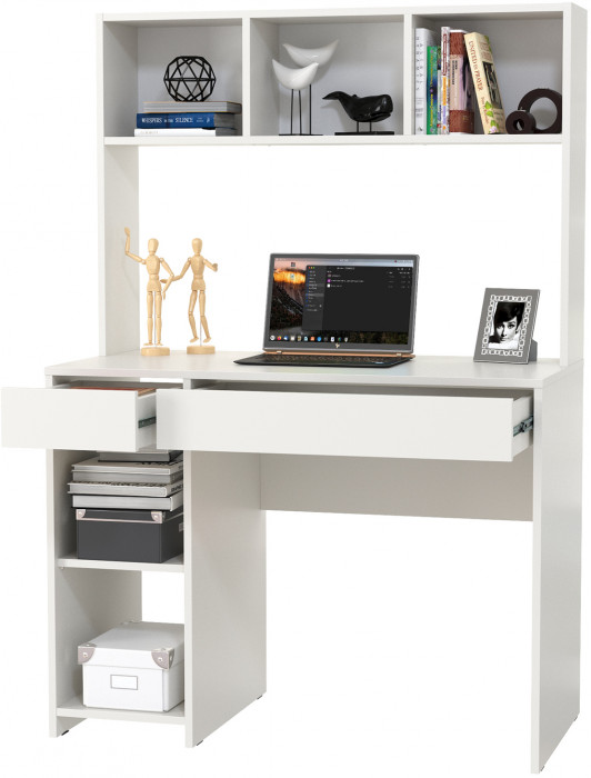 Стол компьютерный Комфорт 12.77F, цвет белый шагрень, ШхГхВ 100х49,8х147 см., универсальная сборка