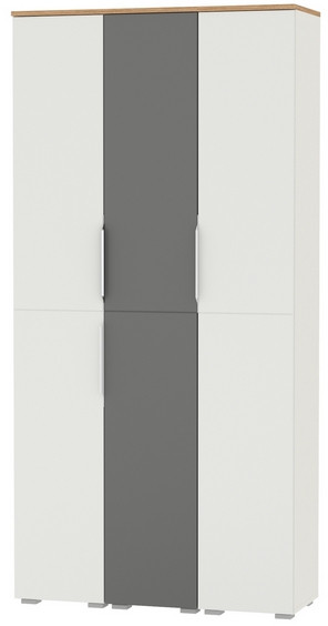 Октава Набор шкафов 49, цвет белый шагрень/серый графит/дуб крафт золотой/фасады МДФ белый шагрень/серый графит, ШхГхВ 96,6х35,3х197,6 см., ун. сб.