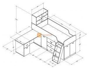 Детская кровать-чердак Дюймовочка-1, Белый / Венге