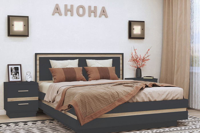 Кровать с основанием 1600 Анона, антрацит