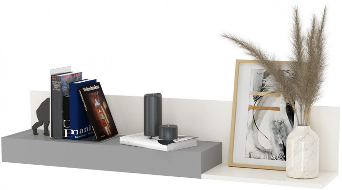 Торонто Компоновка № 05, цвет белый шагрень/стальной серый, ШхГхВ 280х53,1х195,7 см., универсальная сборка