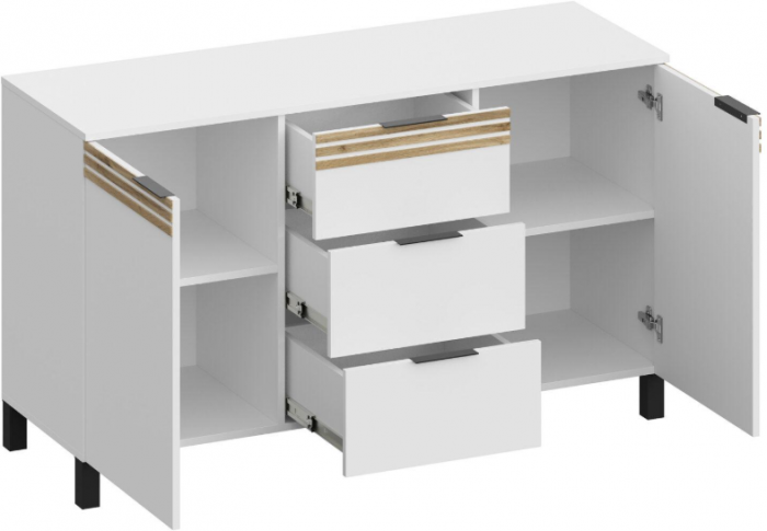 Модульная спальня Нао, набор №3, Дуб вотан/Белый (Профиль МДФ Дуб вотан)