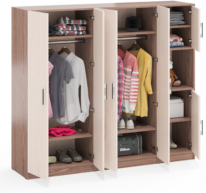 Шкаф С-МД-СК9Ш+Пенал С-МД-СК9П+Шкаф С-МД-СК9Ш, ясень шимо светлый/ясень шимо тёмный