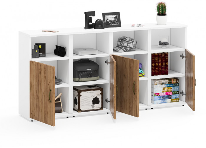 Лидер-8 Тумба МД 3.19 4 шт., белый шагрень/крафт золото