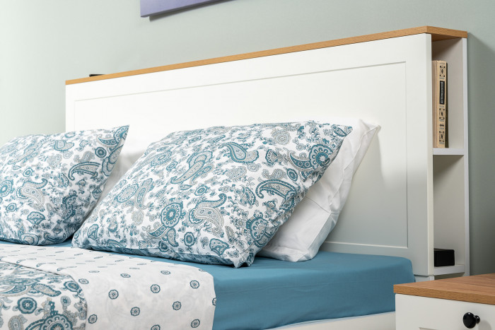 Остин 11.53 Кровать + ортопед + 13.336.03 Шкаф для одежды + 16.221 Комод, белый шагрень/дуб крафт золотой