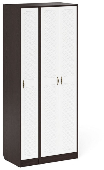 Прихожая П-6-500 Шкаф + Пенал, цвет венге/фасады МДФ белое дерево фрезеровка ромб, ШхГхВ 90х50х210 см., универсальная сборка