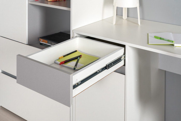 Торонто Компоновка № 06, цвет белый шагрень/стальной серый, ШхГхВ 200х53,1х149,7 см., универсальная сборка