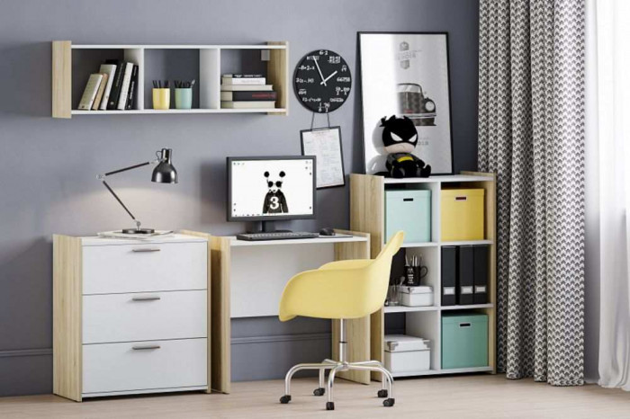 Стеллаж Симпл НМ 013.91 дуб сонома/белый