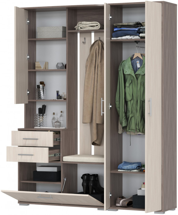 Прихожая 2-3430+2-3431бод.тем/св Домино - Комплект для прихожей, бодега тёмный/бодега светлый