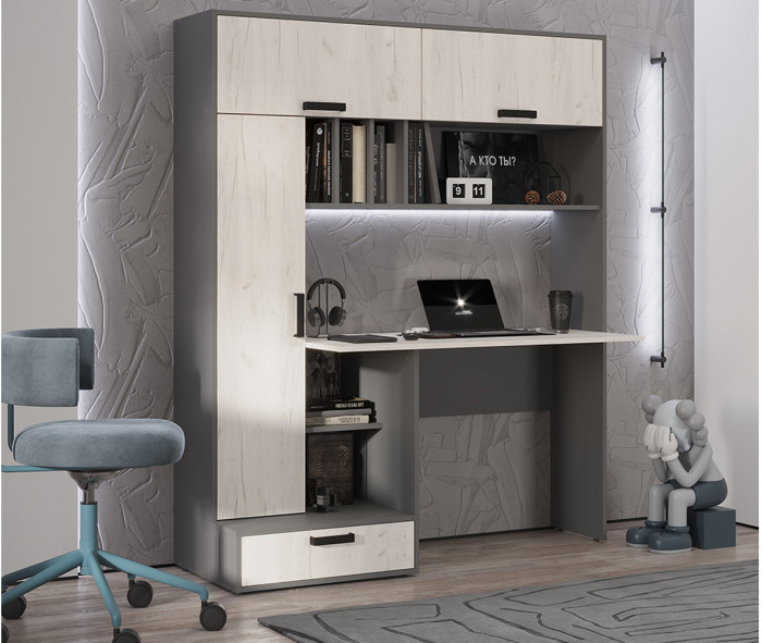 Стол письменный "Техно" Графит/дуб крафт белый