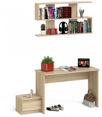 Мори письменный стол МСП1200.1 + Тумба ТМП400.1 + Полка 1200, дуб сонома