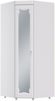 Шкаф угловой (гл.560) с зеркалом Италия ИТ-68 белое дерево