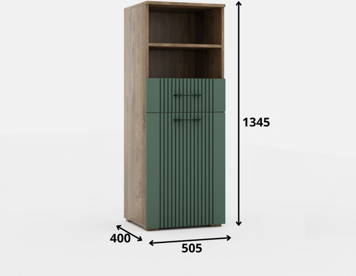 Модульная гостиная "Монреаль" - Дуб канзас/Зеленый матовый