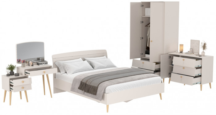 Афина Спальня 05-1600, цвет кашемир серый, сп.м. 1600х2000 мм., б/м, основание есть - фанера